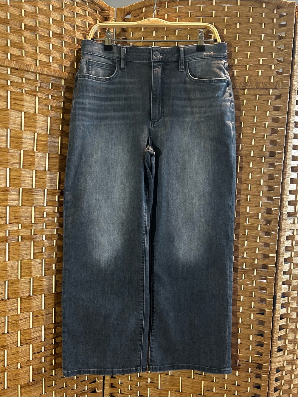Joe’s Jeans High Rise Wide Leg Cropped Jeans Size 30 Gray Wash Stretch Denim